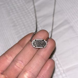 Kendra Scott Elisa Silver Pendant Necklace in Platinum Drusy